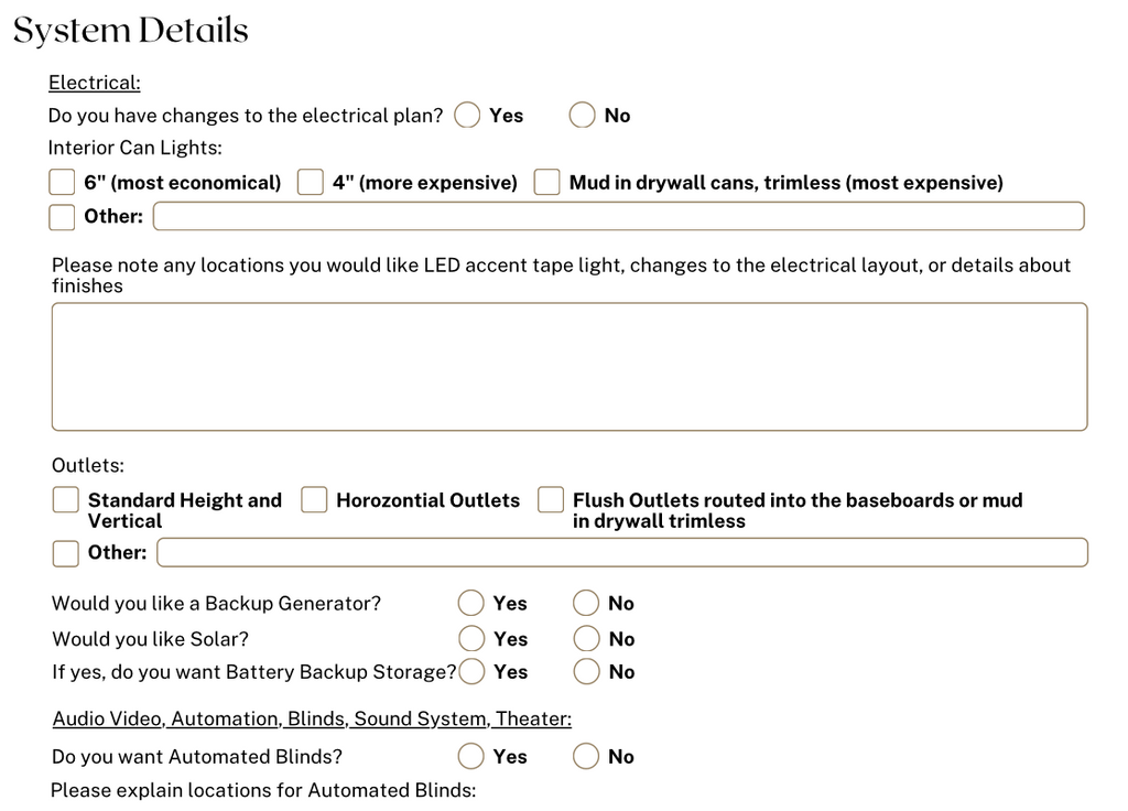 Homeowner Bid Exploration Form