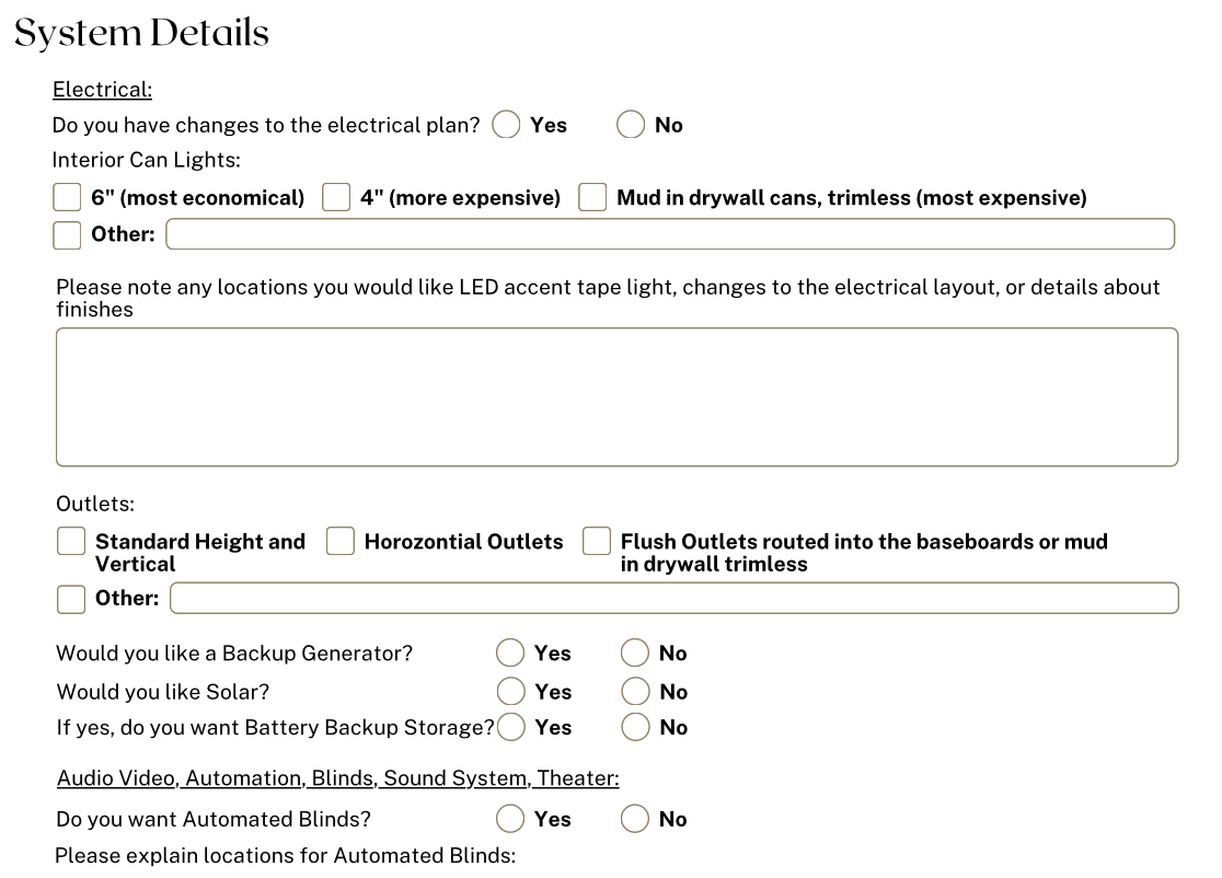 Homeowner Bid Exploration Form