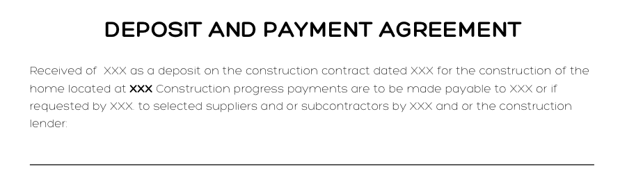 Deposit & Payment Agreement
