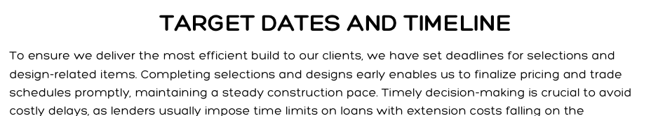 Interior Design Disclosure & Target Selection Dates